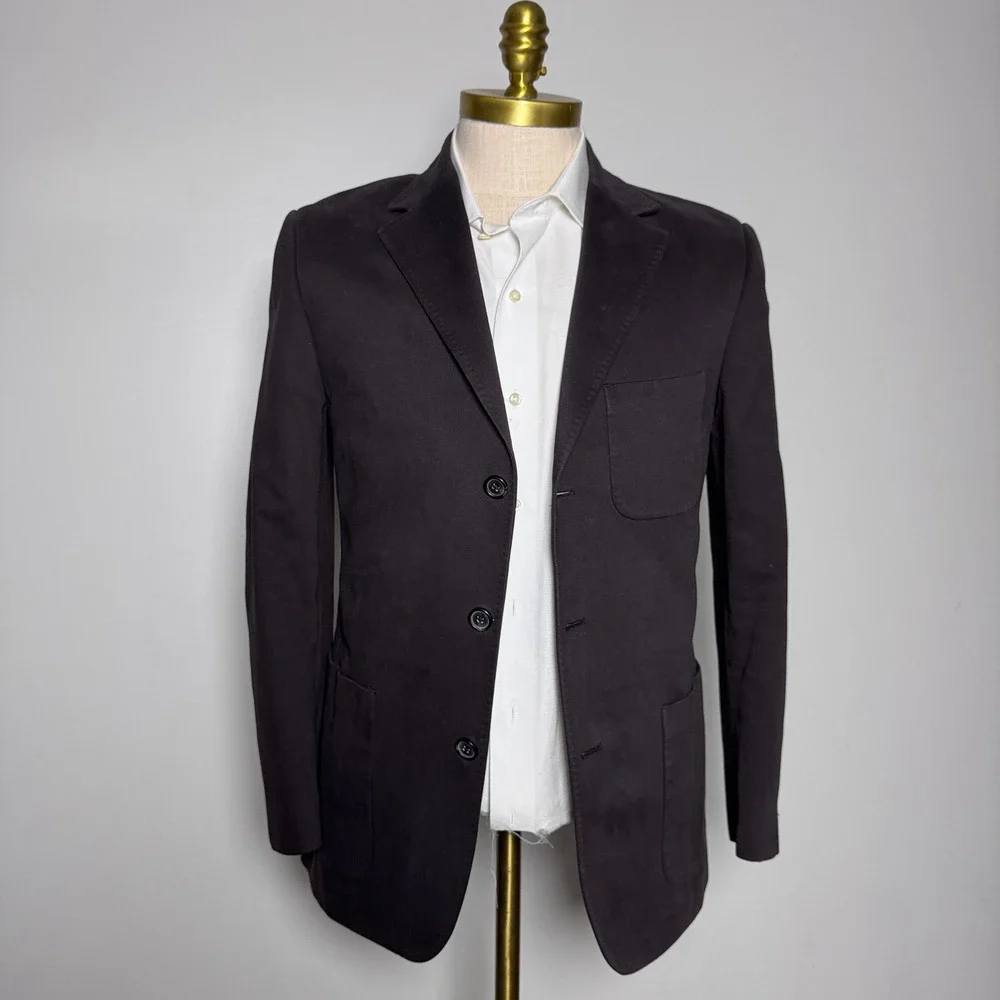 Brooks Brothers 346 Blazer Mens S Brown Solid Cotton 3-Button‎ Sport Coat